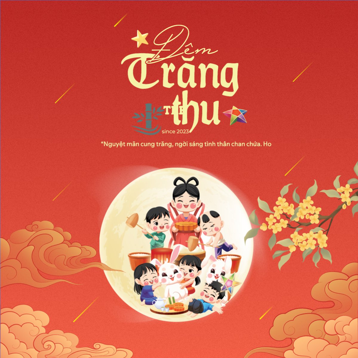Mẫu Bài post MXH vuông Trung thu, Tết Đoàn Viên, mid-autumn festival, sự kiện, event, lễ hội, festival, ẩm thực, food, bánh trung thu, cute, dễ thương — LayerPic