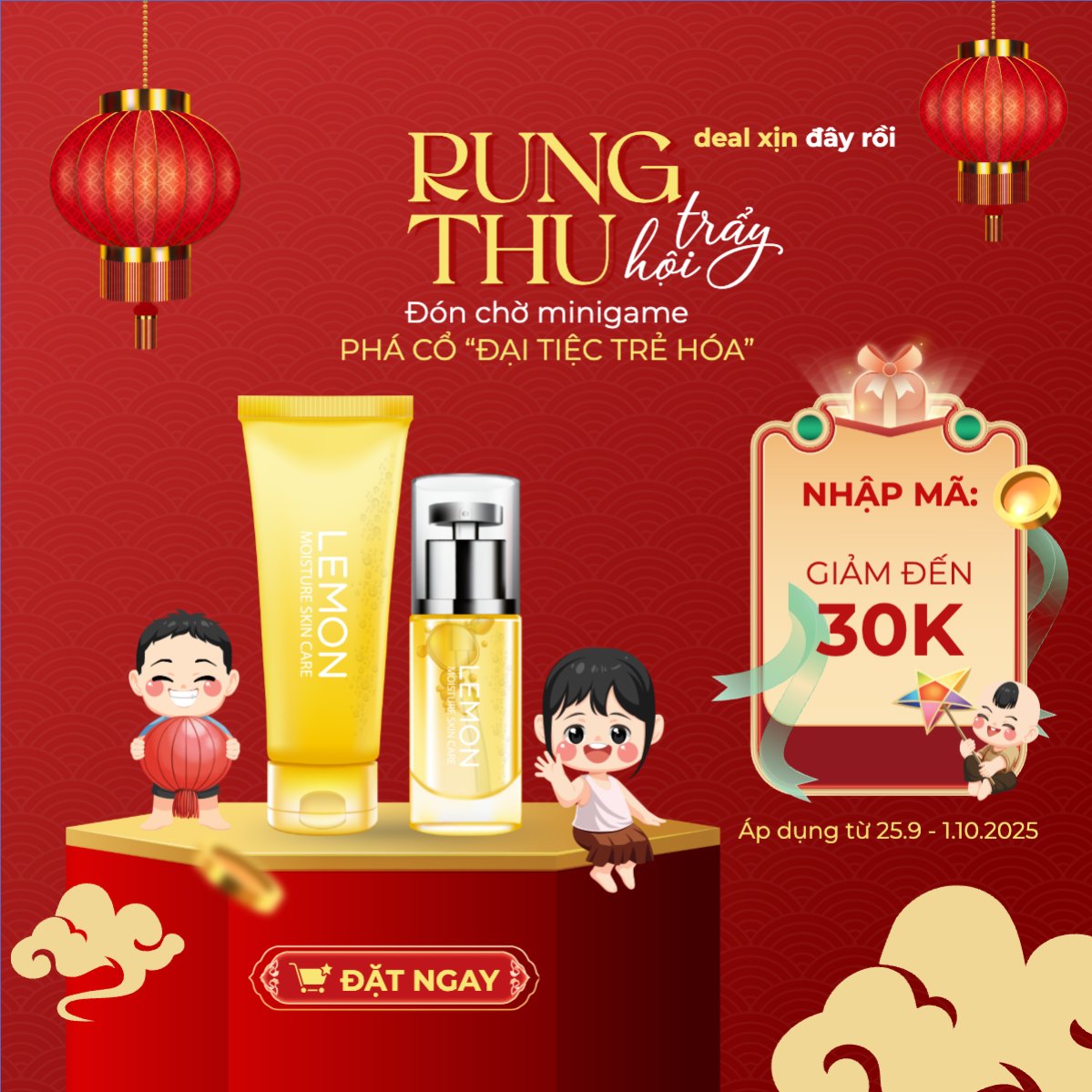 Mẫu Bài post MXH vuông Trung thu, Tết Đoàn Viên, mid-autumn festival, sự kiện, event, mỹ phẩm, beauty, làm đẹp, hiện đại, modern — LayerPic