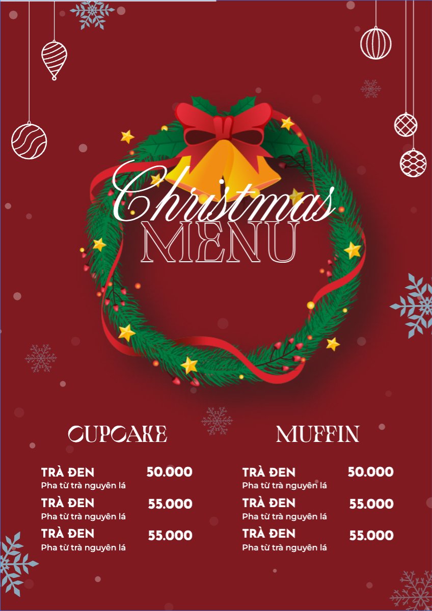 Mẫu Menu tờ rời (dọc) Giáng sinh, Christmas, Noel, 25/12, sự kiện, event, chương trình, sale, giải trí, entertainment — LayerPic