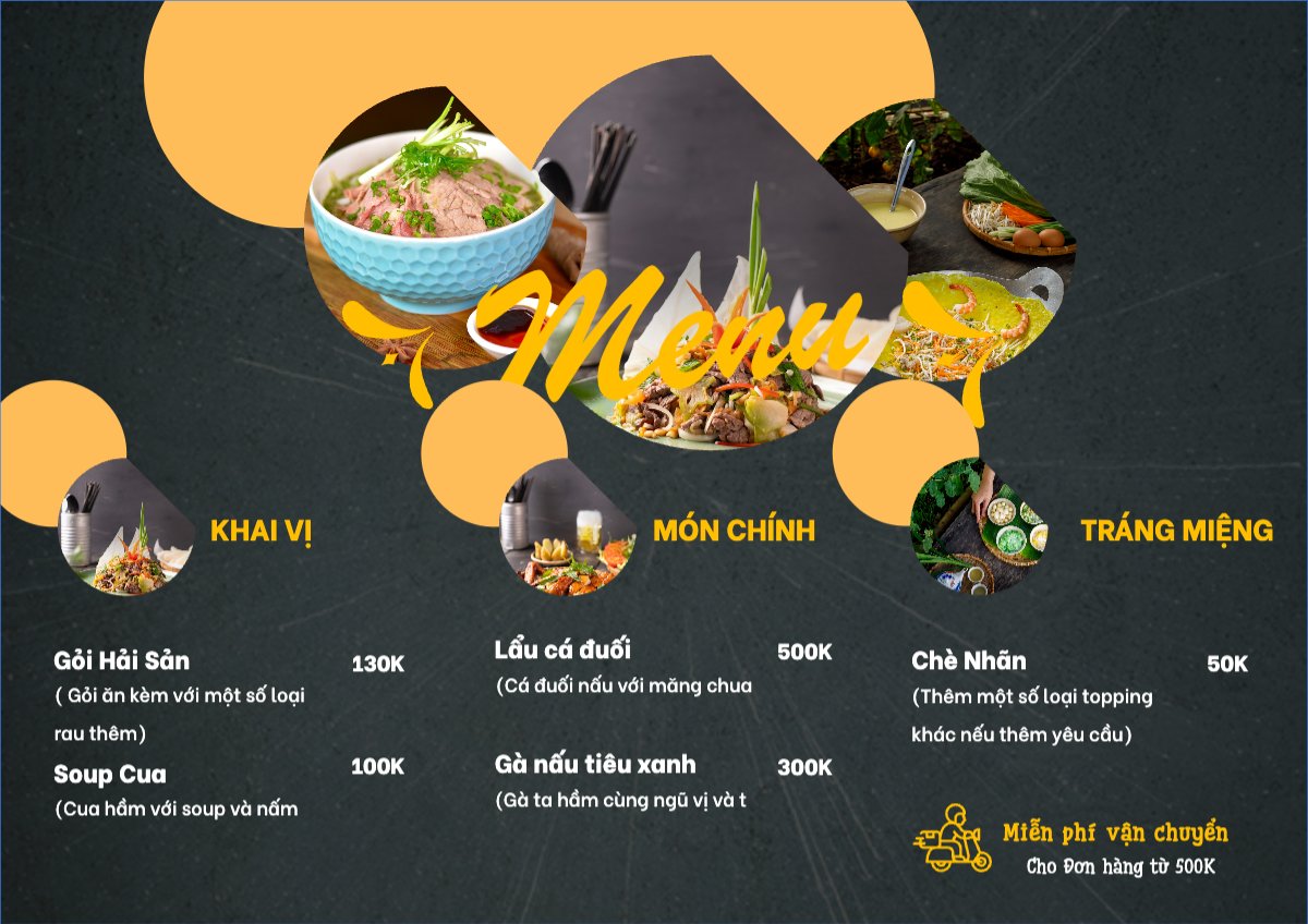 Mẫu Menu tờ rời (ngang) Đồ ăn, food, thực phẩm, ẩm thực, món ăn, F&B, nhà hàng, thức ăn, món việt — LayerPic