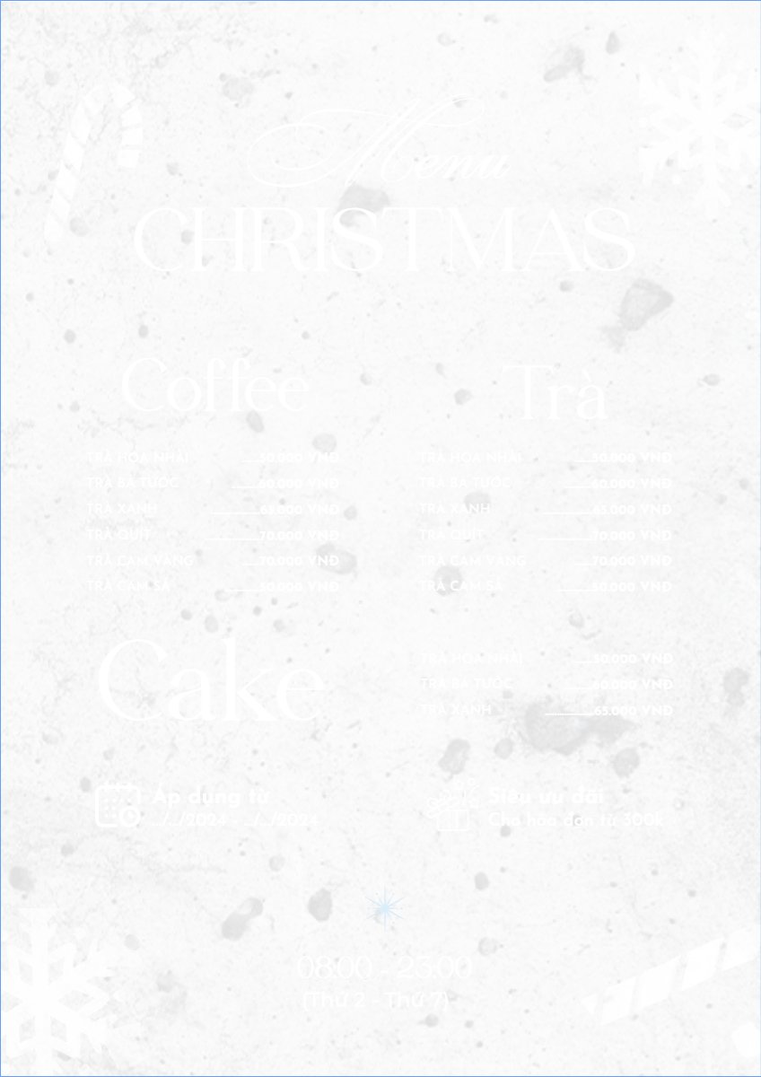 Mẫu Menu tờ rời (dọc) Giáng sinh, Christmas, Noel, 25/12, Nước uống, juice, giải khát, F&B, drink — LayerPic