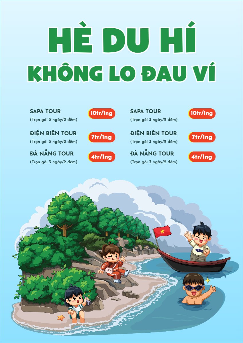 Mẫu Menu tờ rời (dọc) Việt Nam, du lịch, travel, tourism, trải nghiệm, khám phá — LayerPic