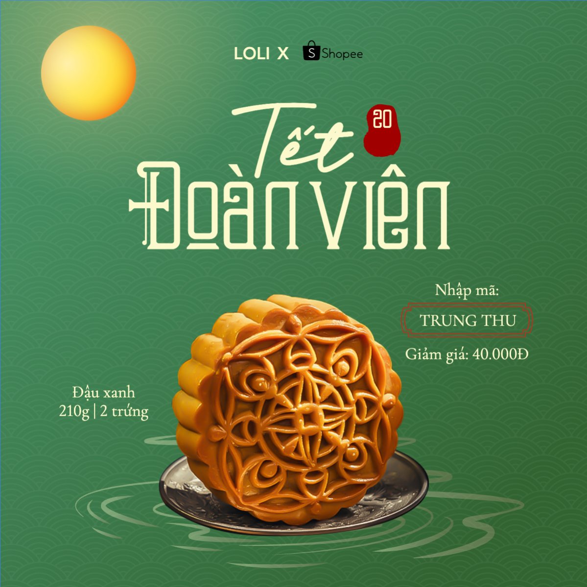 Mẫu Bài post MXH vuông Trung thu, Tết Đoàn Viên, mid-autumn festival, bánh trung thu, bánh, ẩm thực, food, hiện đại, modern, đơn giản — LayerPic