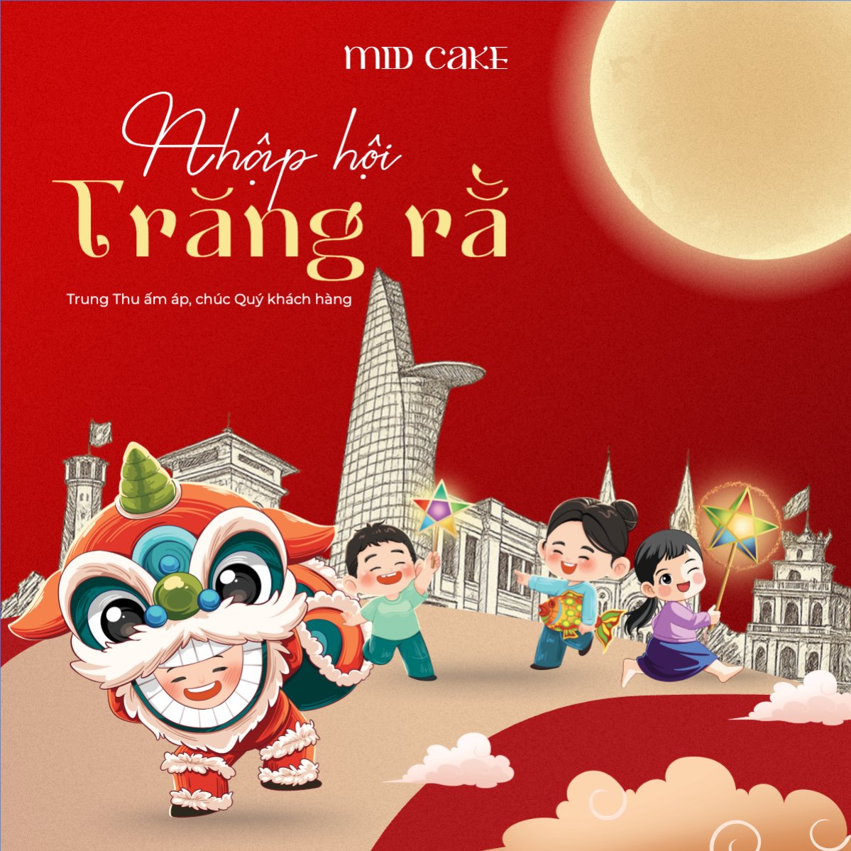 Mẫu Bài post MXH vuông Trung thu, Tết Đoàn Viên, mid-autumn festival, sự kiện, ẩm thực, food, event, hiện đại, modern, cute, dễ thương, chibi — LayerPic