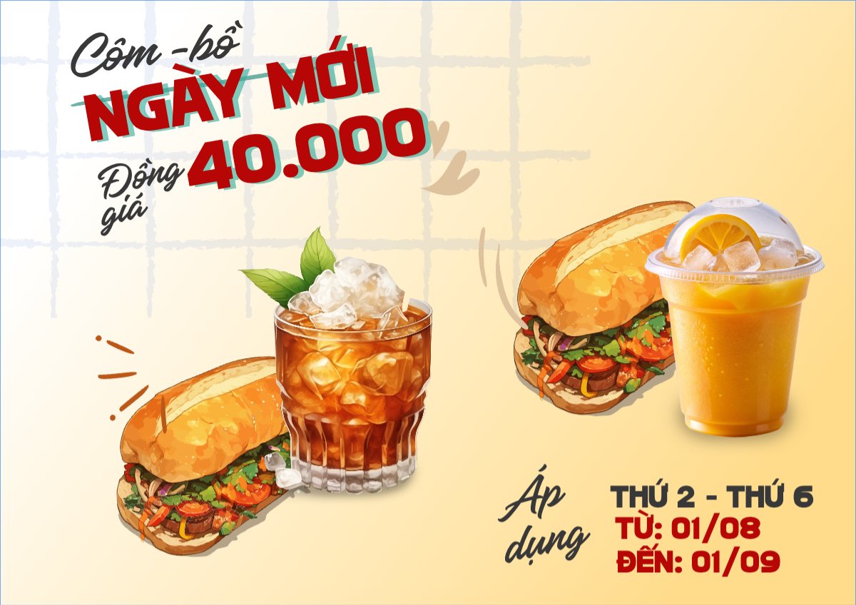 Mẫu Menu tờ rời (ngang) Đồ ăn, food, thực phẩm, ẩm thực, món ăn, F&B, nhà hàng, thức ăn, món ăn việt, bánh mì — LayerPic
