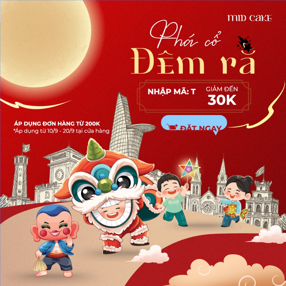 Mẫu Bài post MXH vuông Trung thu, Tết Đoàn Viên, mid-autumn festival, sự kiện, ẩm thực, food, event, hiện đại, modern, cute, dễ thương, chibi — LayerPic