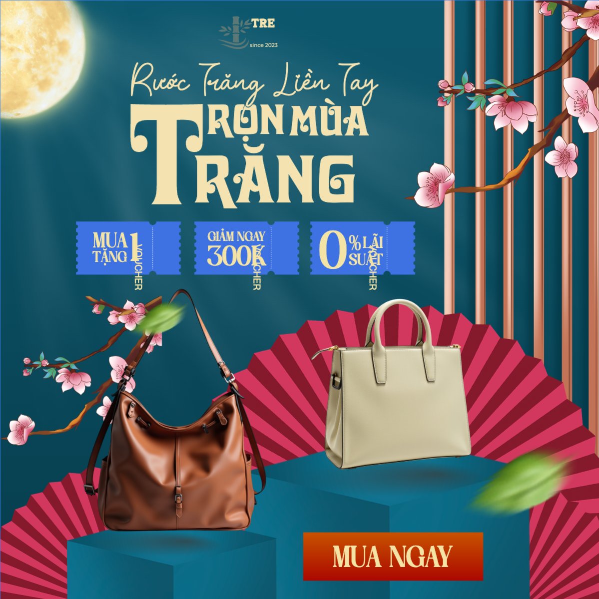 Mẫu Bài post MXH vuông Trung thu, Tết Đoàn Viên, mid-autumn festival, fashion, thời trang, túi, bag, hiện đại, modern, đơn giản — LayerPic