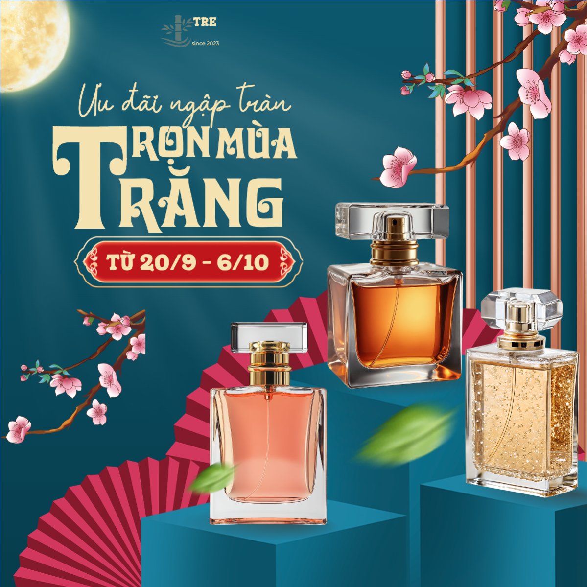 Mẫu Bài post MXH vuông Trung thu, Tết Đoàn Viên, mid-autumn festival, sự kiện, event, mỹ phẩm, beauty, làm đẹp, perfume, nước hoa, hiện đại, modern, đơn giản — LayerPic