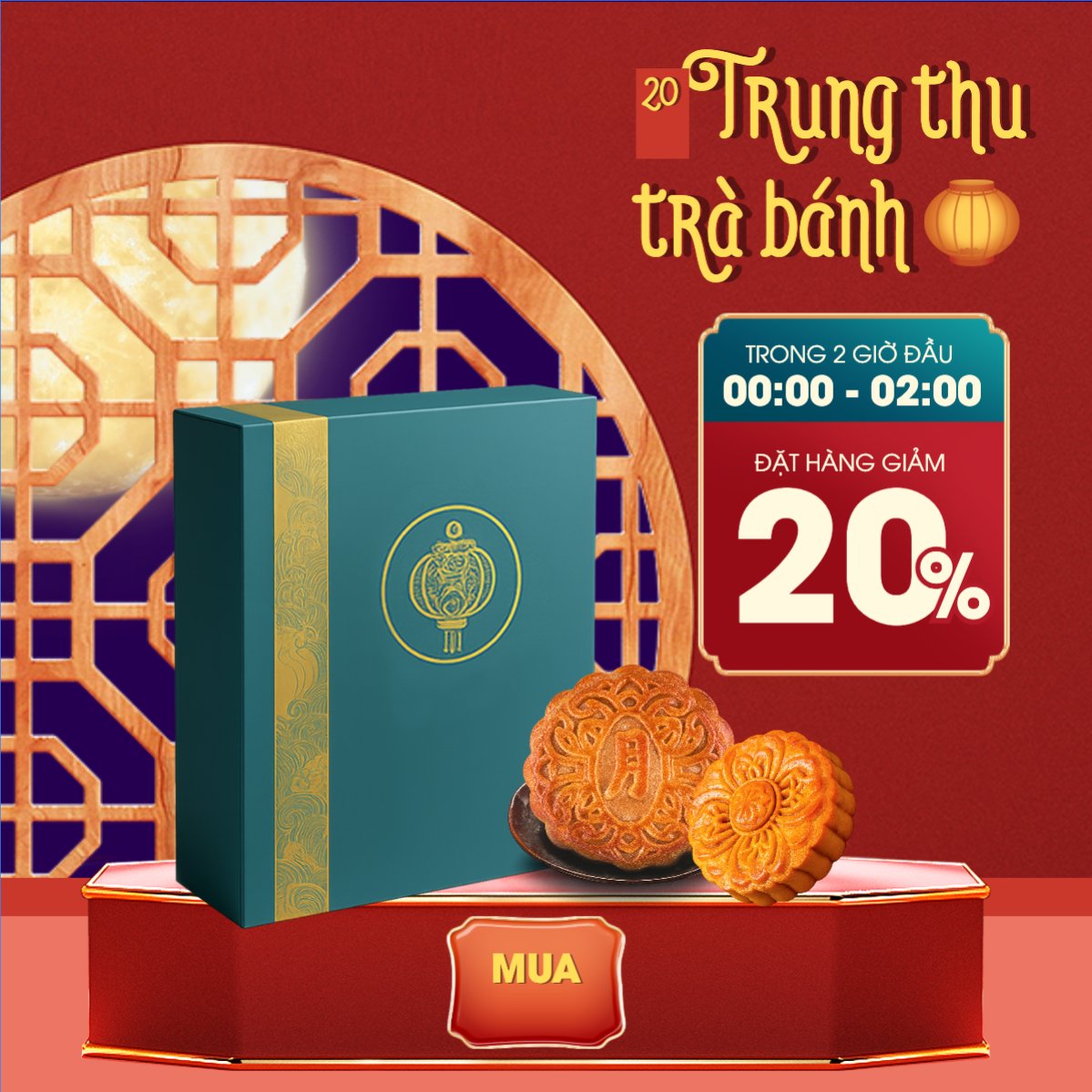Mẫu Bài post MXH vuông Trung thu, Tết Đoàn Viên, mid-autumn festival, sự kiện, ẩm thực, food, event, hiện đại, modern, đơn giản — LayerPic