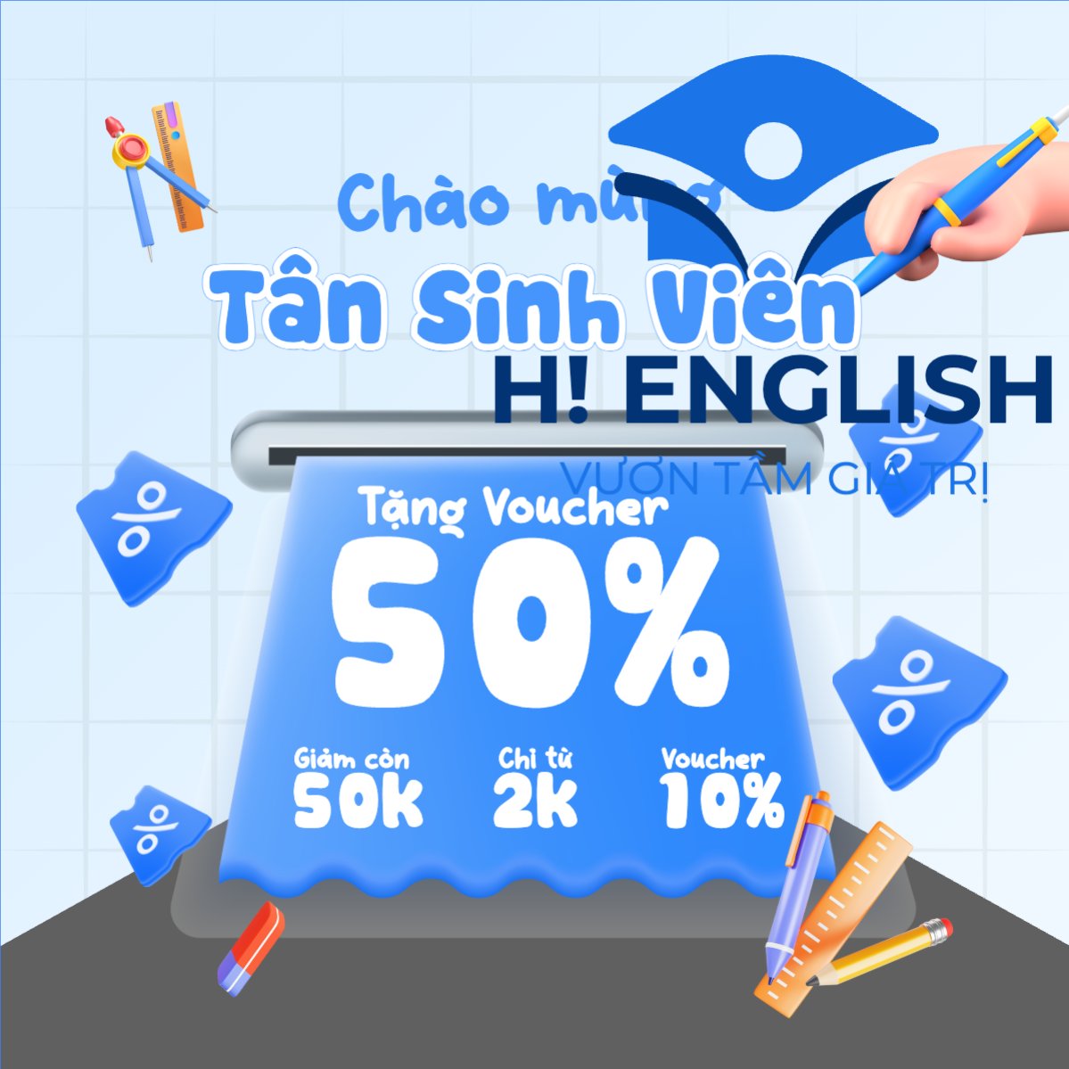 Mẫu Bài post MXH vuông Tựu trường, đến trường, nhập học, giáo dục, education, school, trường học,hiện đại, modern — LayerPic