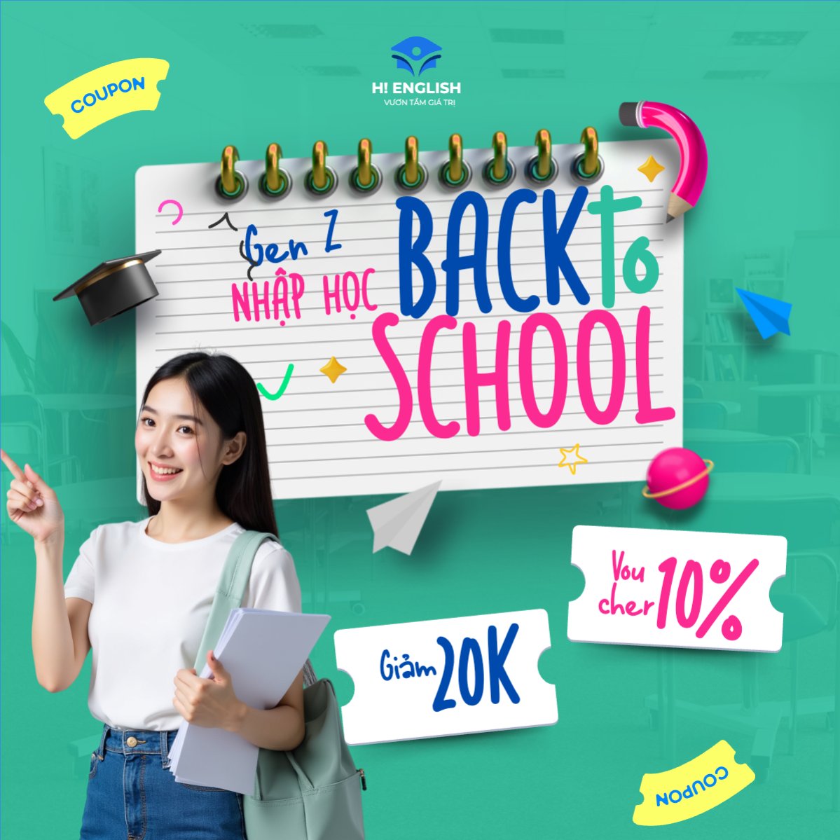 Mẫu Bài post MXH vuông Tựu trường, đến trường, nhập học, giáo dục, education, school, trường học,hiện đại, modern — LayerPic