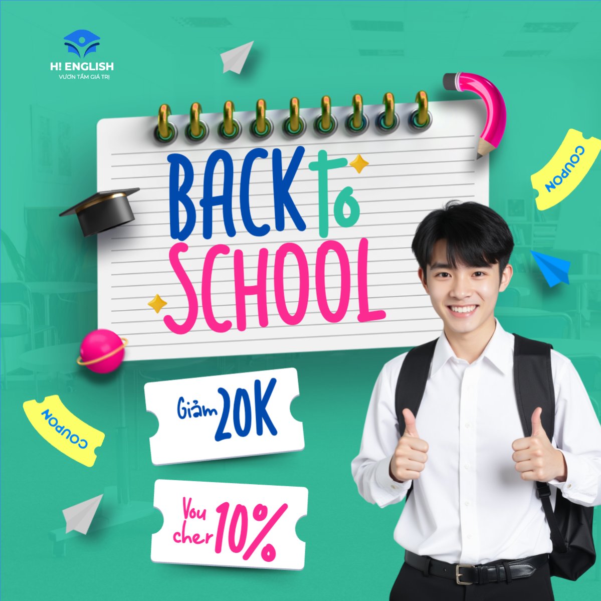 Mẫu Bài post MXH vuông Tựu trường, đến trường, nhập học, giáo dục, education, school, trường học,hiện đại, modern — LayerPic