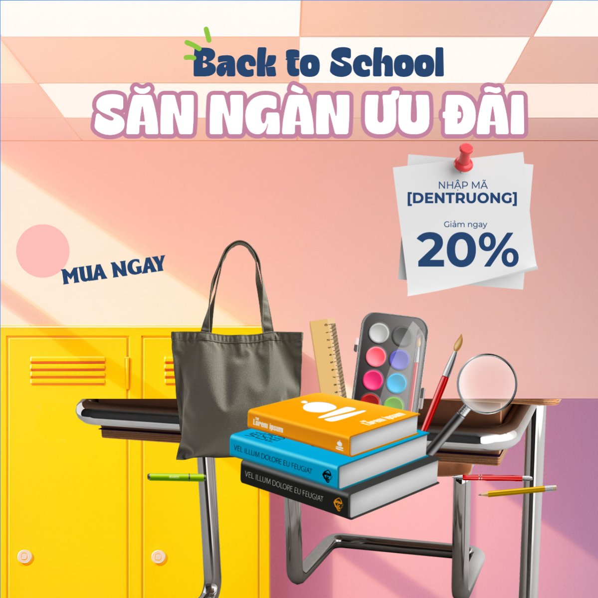Mẫu Bài post MXH vuông Tựu trường, đến trường, nhập học, giáo dục, education, school, trường học,hiện đại, modern — LayerPic