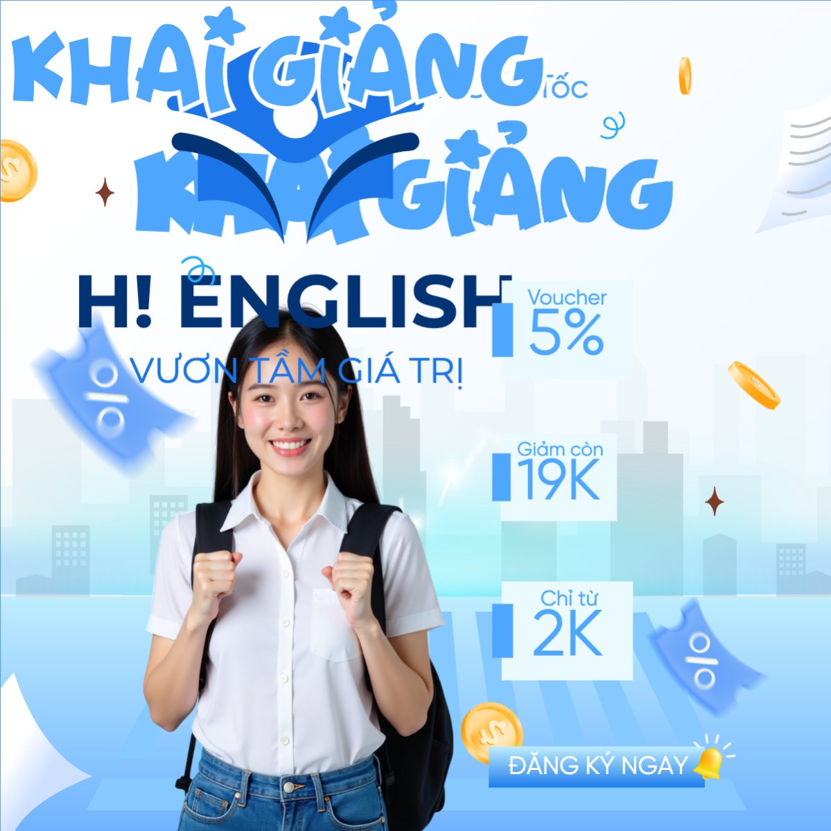 Mẫu Bài post MXH vuông Tựu trường, đến trường, nhập học, giáo dục, education, school, trường học,hiện đại, modern — LayerPic