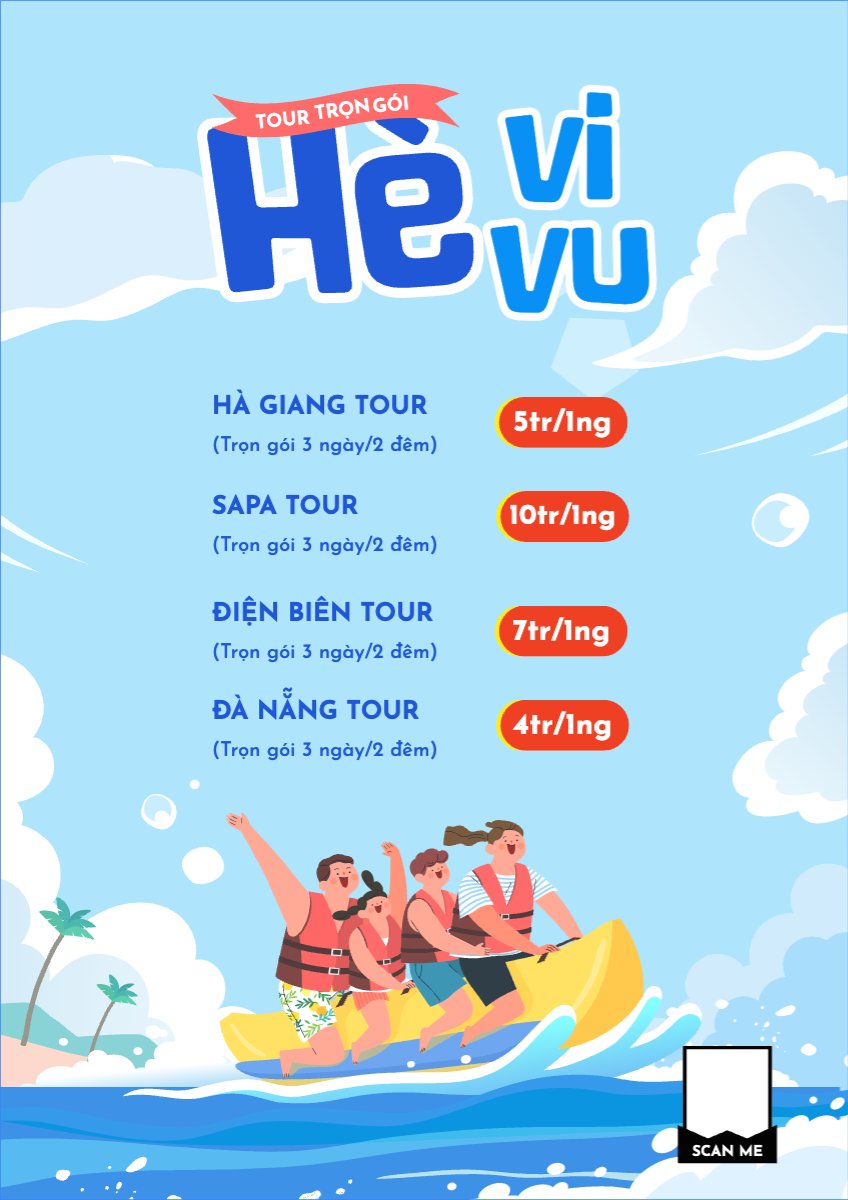 Mẫu Menu tờ rời (dọc) Du lịch, travel, tourism, trải nghiệm, khám phá — LayerPic