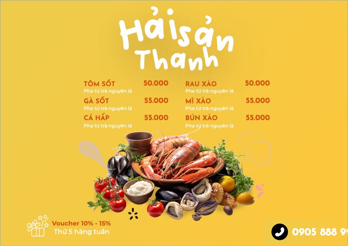 Mẫu Menu tờ rời (ngang) Đồ ăn, food, thực phẩm, ẩm thực, món ăn, F&B, nhà hàng, thức ăn — LayerPic