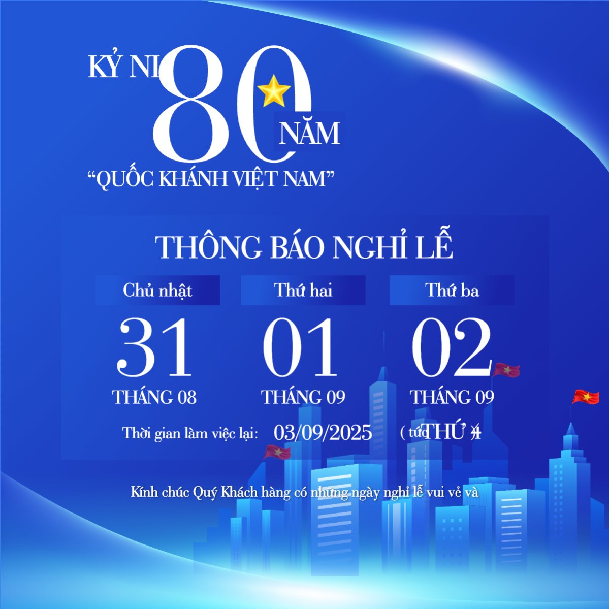 Mẫu Bài post MXH vuông 2/9, Quốc Khánh, lễ hội, thông báo, lịch nghỉ, Việt Nam, sự kiện, event, hiện đại, modern — LayerPic