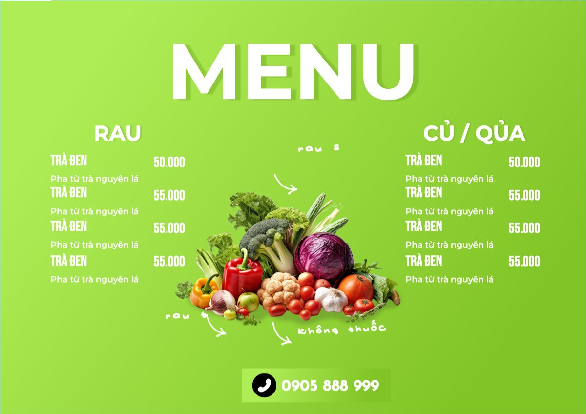 Mẫu Menu tờ rời (ngang) Nông sản, agricultural, farm, , vegetable, rau củ — LayerPic