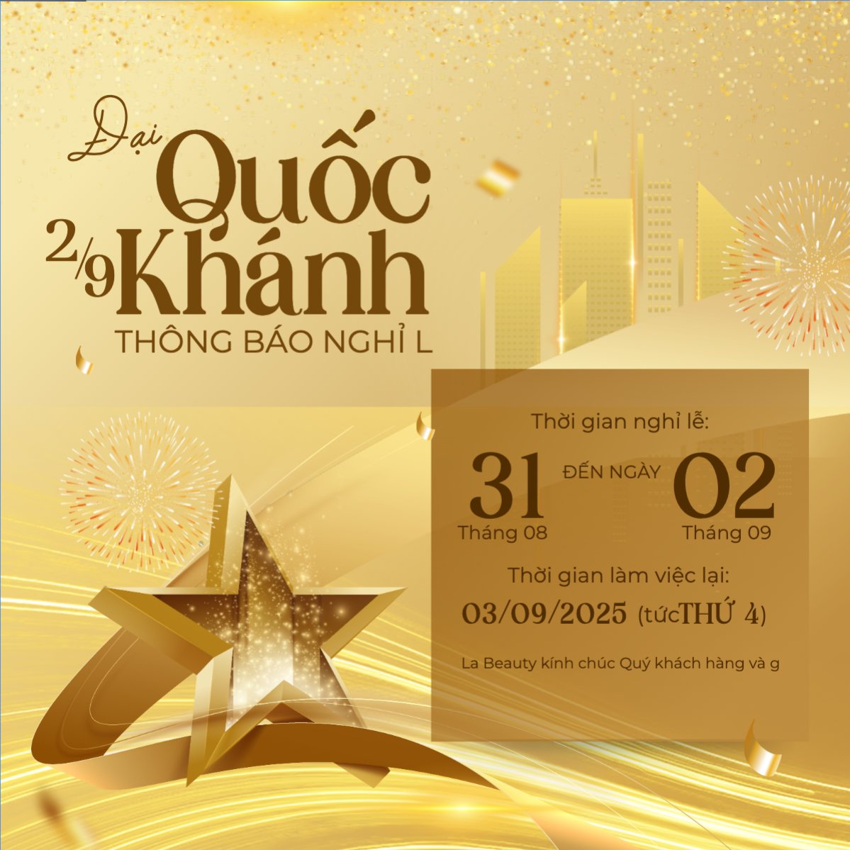 Mẫu Bài post MXH vuông 2/9, Quốc Khánh, lễ hội, thông báo, lịch nghỉ, Việt Nam, sự kiện, event, hiện đại, modern — LayerPic