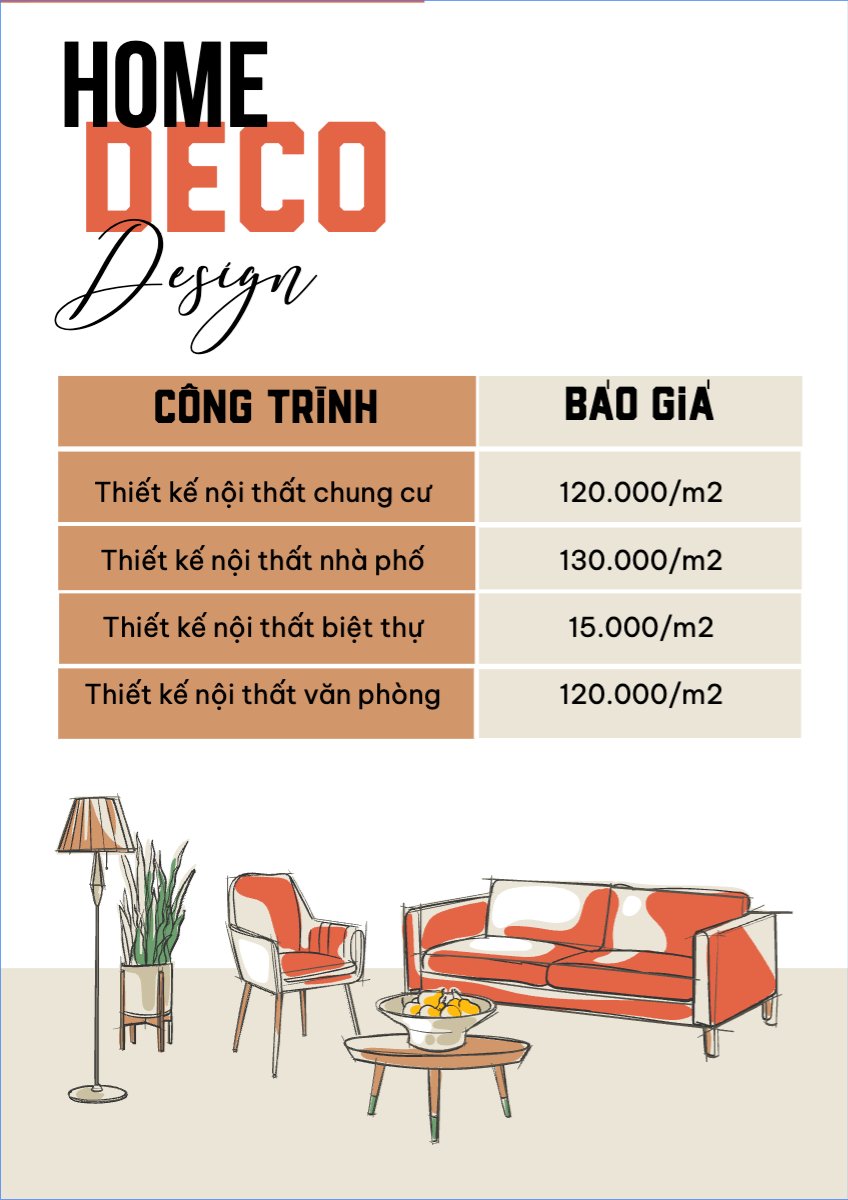 Mẫu Menu tờ rời (dọc) Nội thất, nhà, house,interior, decor, trang trí, vệ sinh, văn phòng — LayerPic