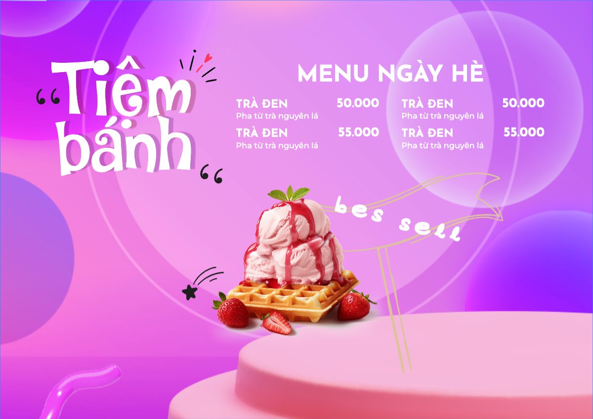 Mẫu Menu tờ rời (ngang) Đồ ăn, food, thực phẩm, ẩm thực, món ăn, F&B, nhà hàng, thức ăn, bánh ngọt, cake — LayerPic