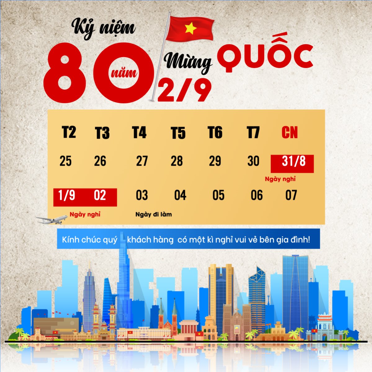 Mẫu Bài post MXH vuông 2/9, Quốc Khánh, lễ hội, thông báo, lịch nghỉ, Việt Nam, sự kiện, event, cổ điển, vintage, retro, classic — LayerPic