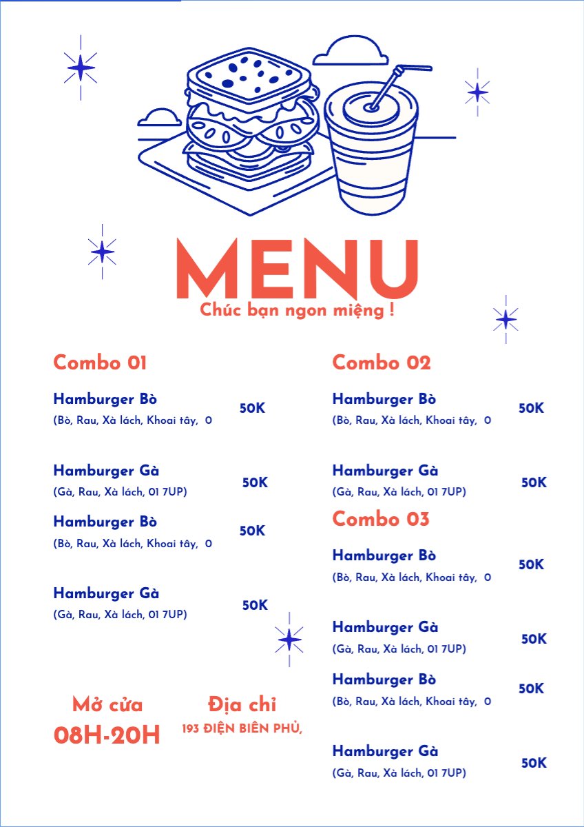 Mẫu Menu tờ rời (dọc) Đồ ăn, food, thực phẩm, ẩm thực, món ăn, F&B, nhà hàng, thức ăn, hamburger — LayerPic