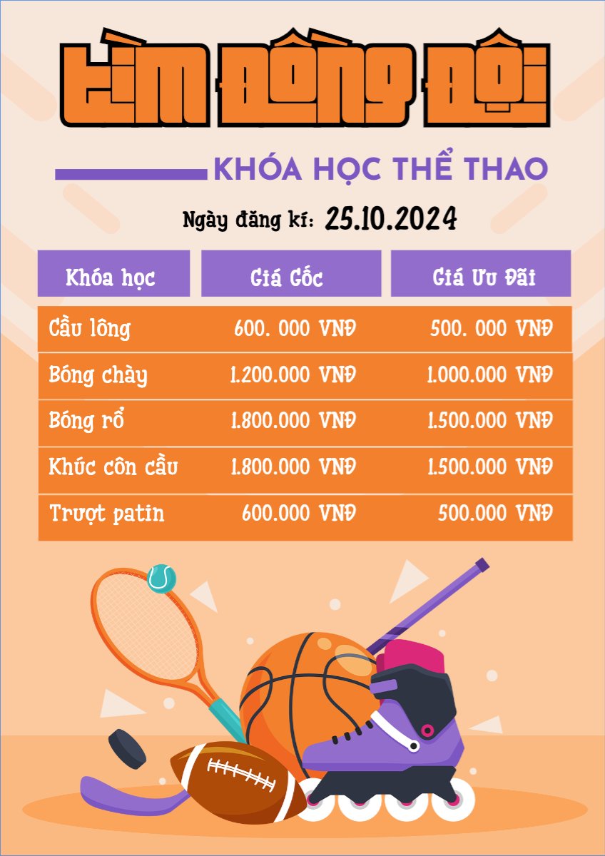 Mẫu Menu tờ rời (dọc) Thể thao, sport, cầu lông, bóng rổ — LayerPic