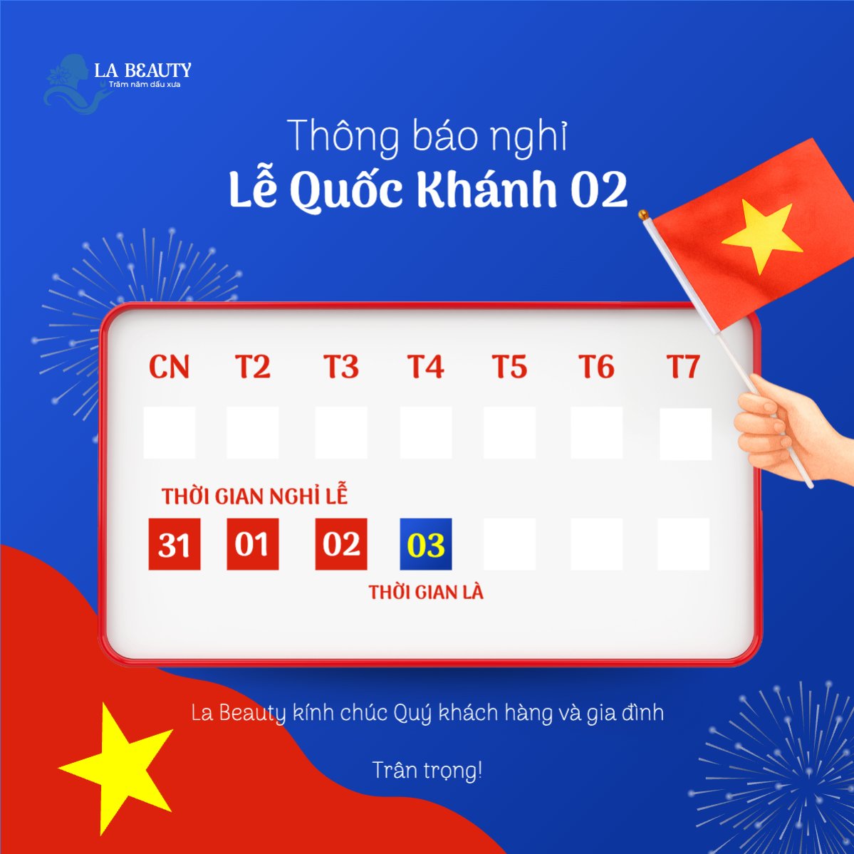 Mẫu Bài post MXH vuông 2/9, Quốc Khánh, lễ hội, thông báo, lịch nghỉ, Việt Nam, sự kiện, event, hiện đại, modern — LayerPic