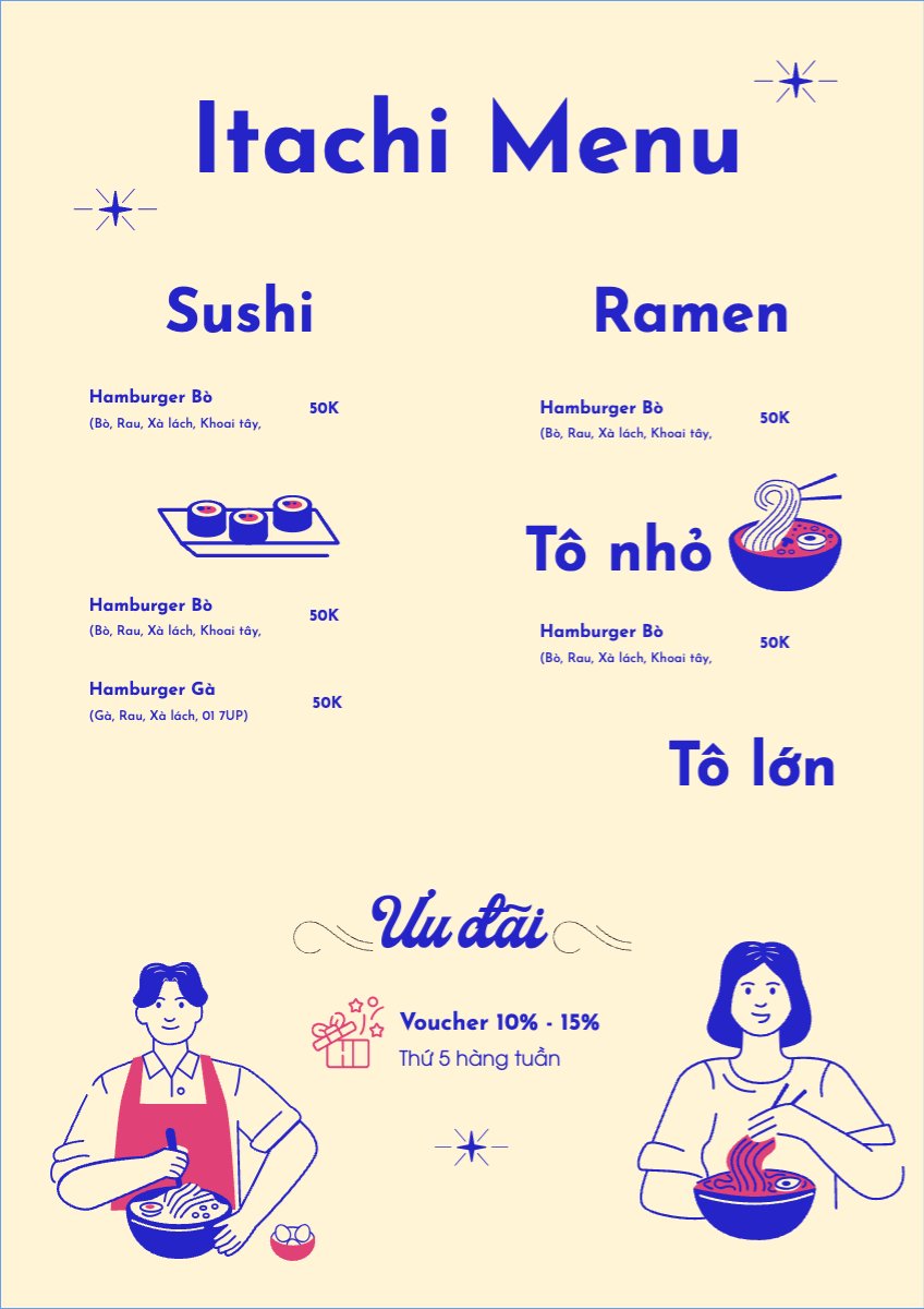 Mẫu Menu tờ rời (dọc) Đồ ăn, food, thực phẩm, ẩm thực, món ăn, F&B, nhà hàng, thức ăn, món Hàn — LayerPic