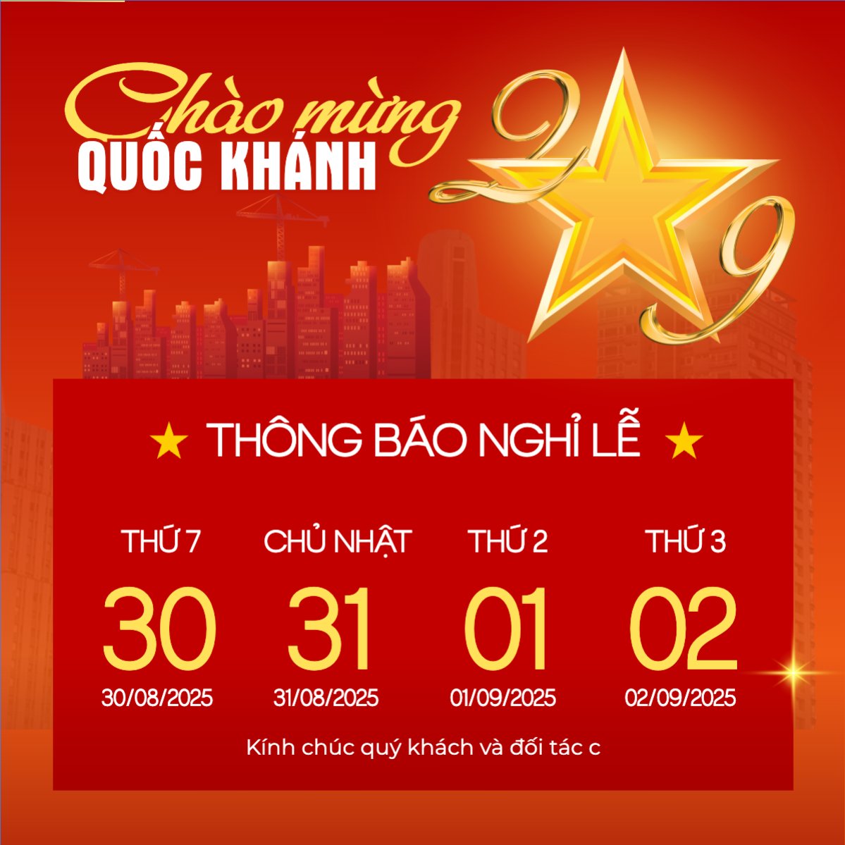 Mẫu Bài post MXH vuông 2/9, Quốc Khánh, lễ hội, thông báo, lịch nghỉ, Việt Nam, sự kiện, event, hiện đại, modern — LayerPic