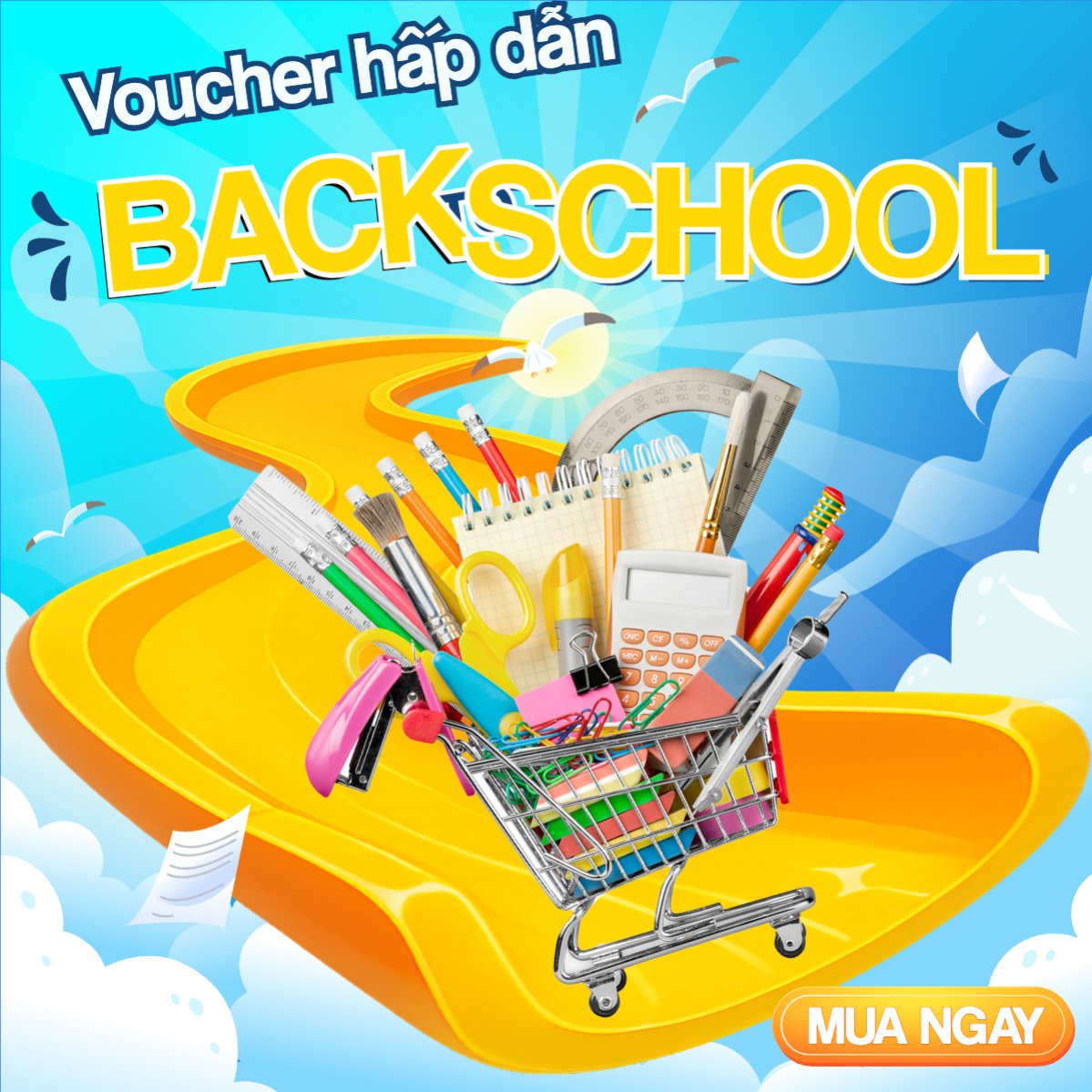 Mẫu Bài post MXH vuông Tựu trường, đến trường, nhập học, giáo dục, education, school, trường học, dễ thương, cute, chibi, hoạt hình, cartoon — LayerPic