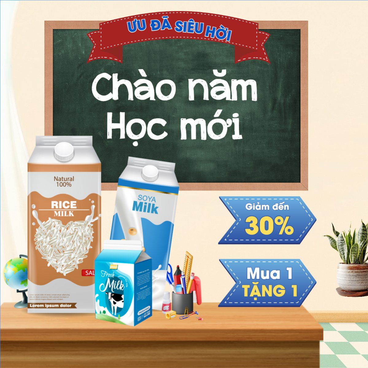 Mẫu Bài post MXH vuông Tựu trường, đến trường, nhập học, giáo dục, education, school, trường học, hiện đại, modern — LayerPic