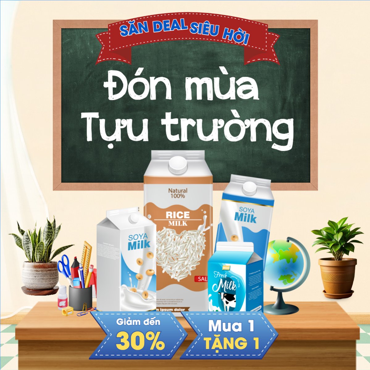 Mẫu Bài post MXH vuông Tựu trường, đến trường, nhập học, giáo dục, education, school, trường học, hiện đại, modern — LayerPic