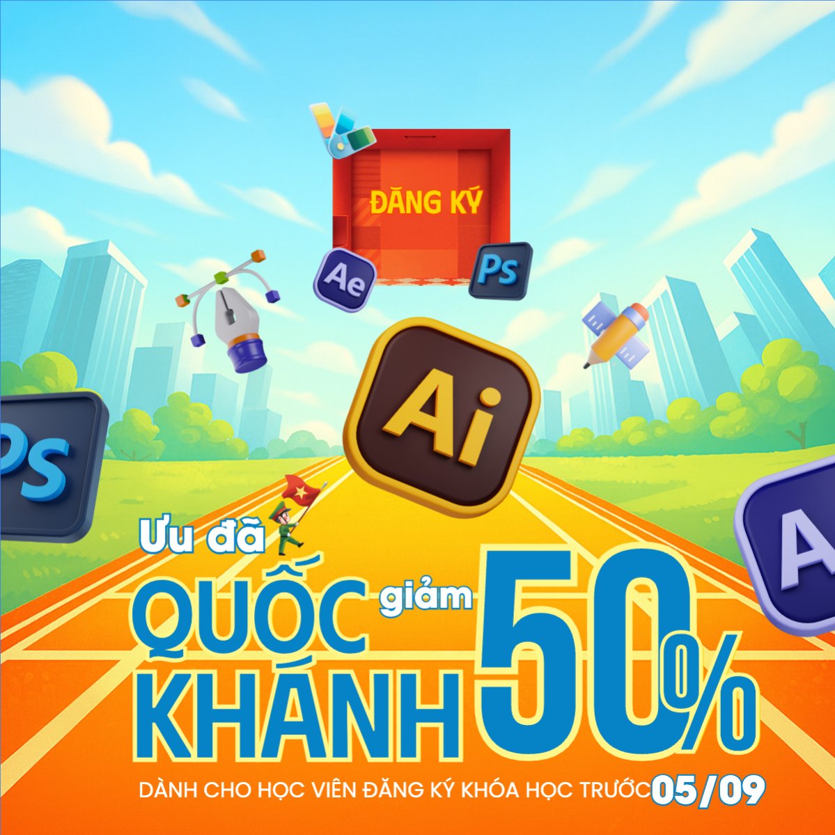 Mẫu Bài post MXH vuông 2/9, Quốc Khánh, lễ hội, Việt Nam, giáo dục, education, school, trường học, dễ thương, cute, chibi, hoạt hình, cartoon — LayerPic