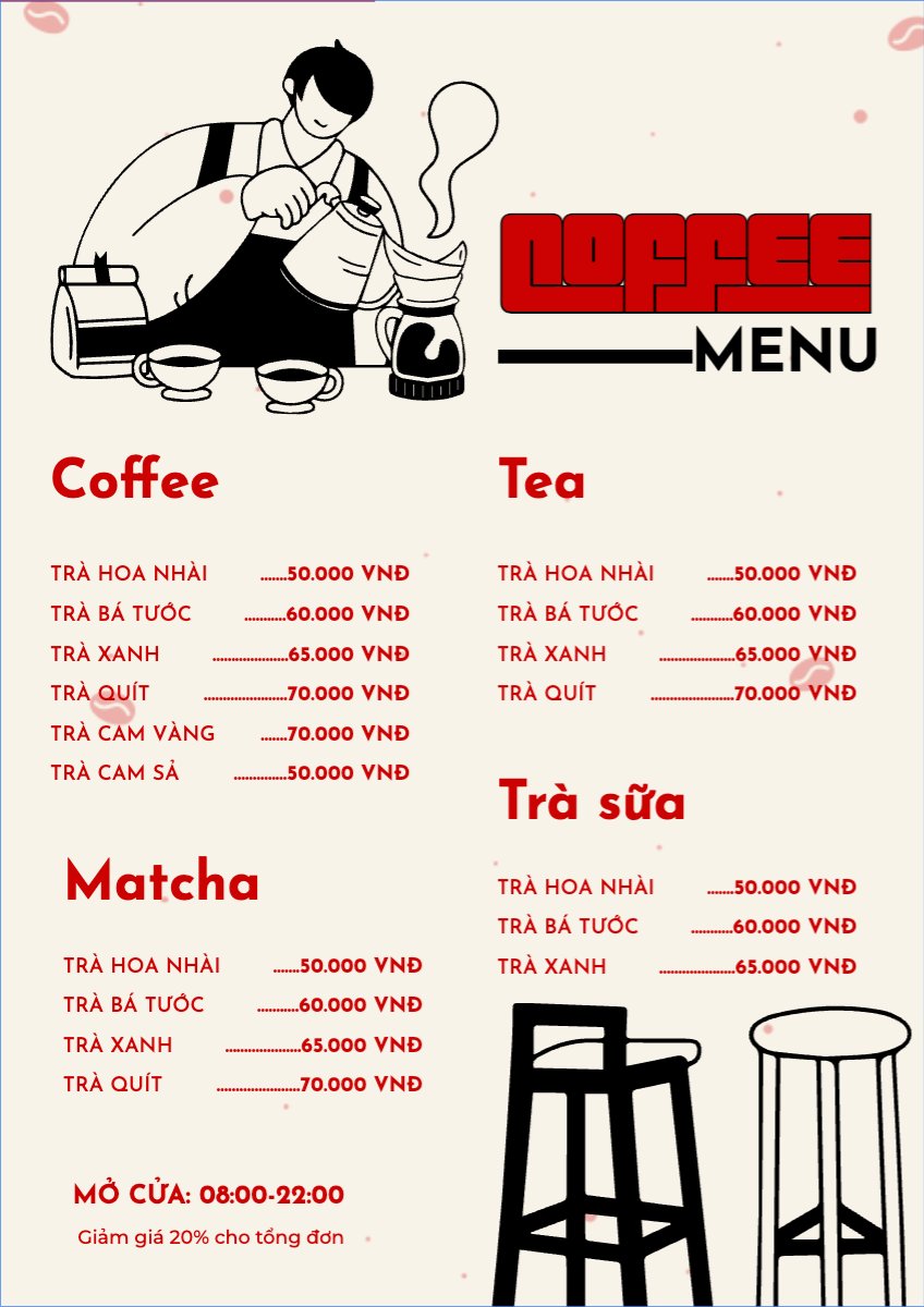 Mẫu Menu tờ rời (dọc) Nước uống, juice, giải khát, F&B, drink — LayerPic