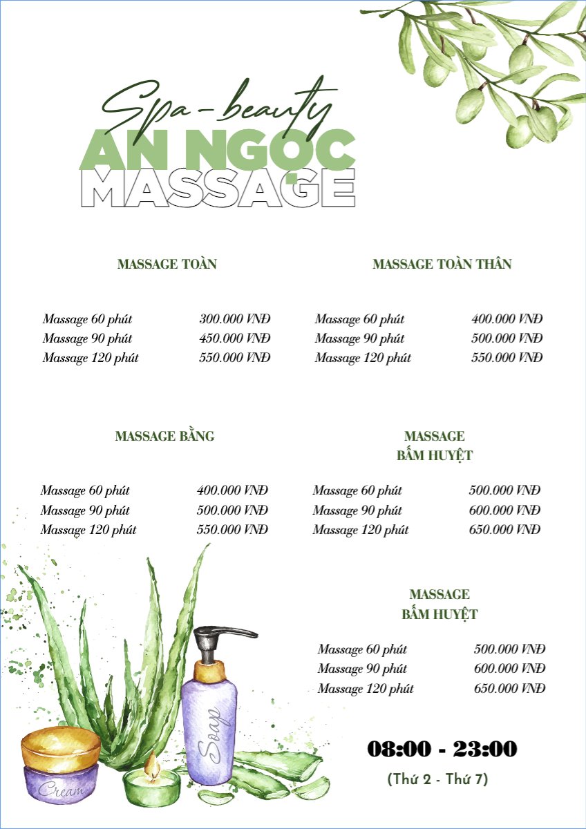 Mẫu Menu tờ rời (dọc) Spa, beauty, làm đẹp, thẩm mỹ — LayerPic