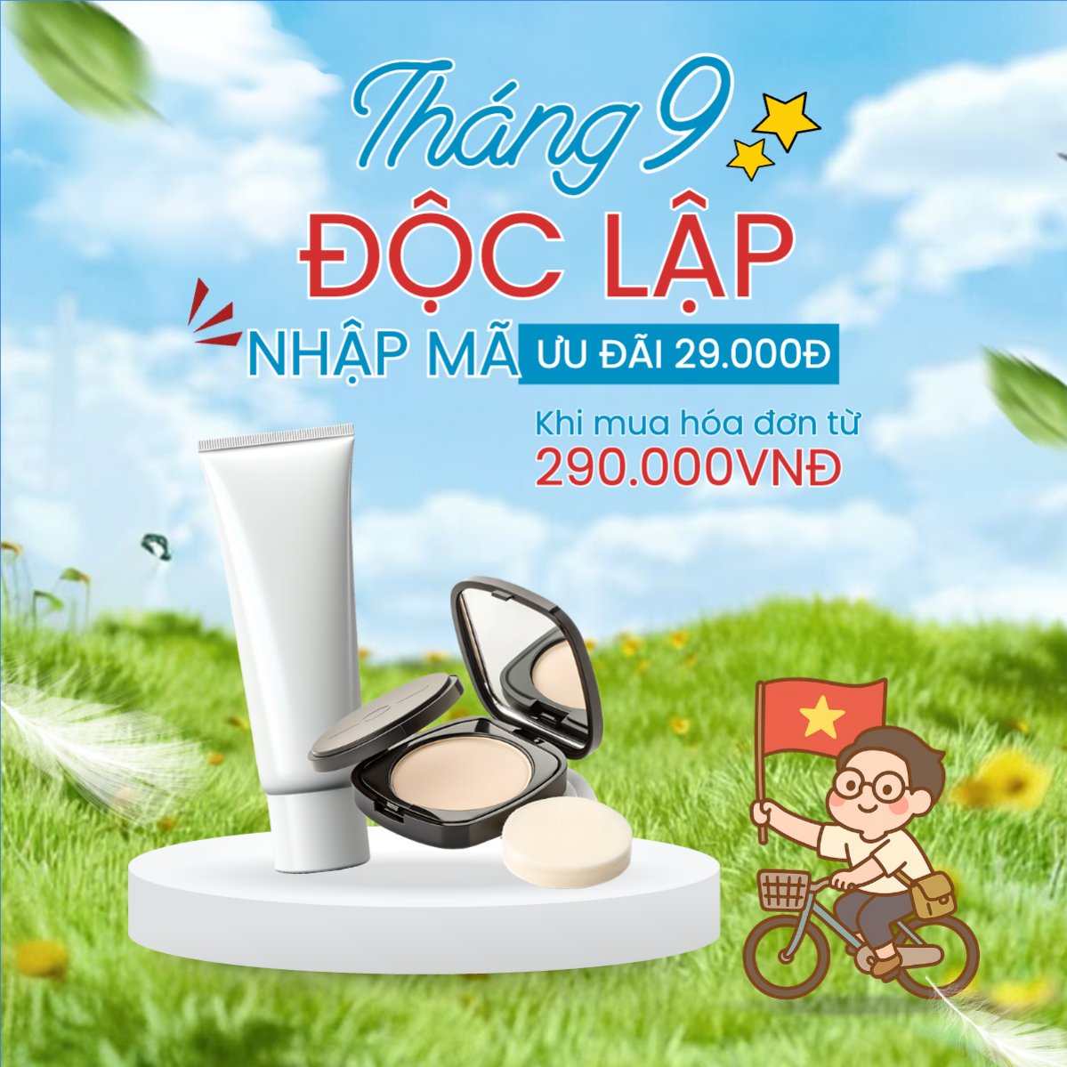 Mẫu Bài post MXH vuông 2/9, Quốc Khánh, lễ hội, Việt Nam, sự kiện, event, làm đẹp, hiện đại, modern — LayerPic