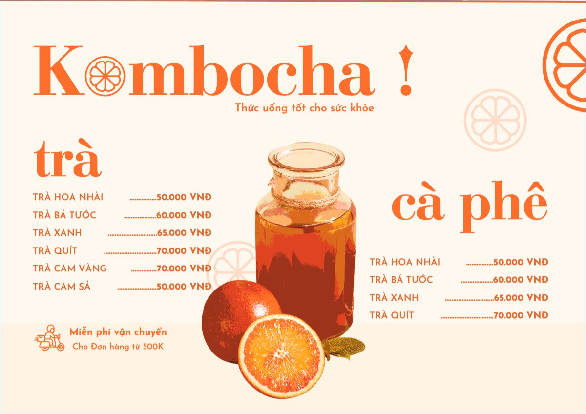 Mẫu Menu tờ rời (ngang) Nước uống, juice, giải khát, F&B, drink, nước ép, smoothie, sinh tố, cooktail, bar, trà sữa, milktea, soda — LayerPic