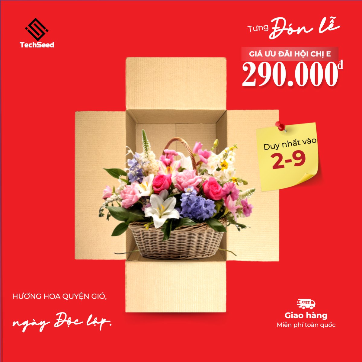 Mẫu Bài post MXH vuông 2/9, Quốc Khánh, lễ hội, Việt Nam, sự kiện, event, nông sản, giao hàng, hiện đại, sang trọng, modern — LayerPic
