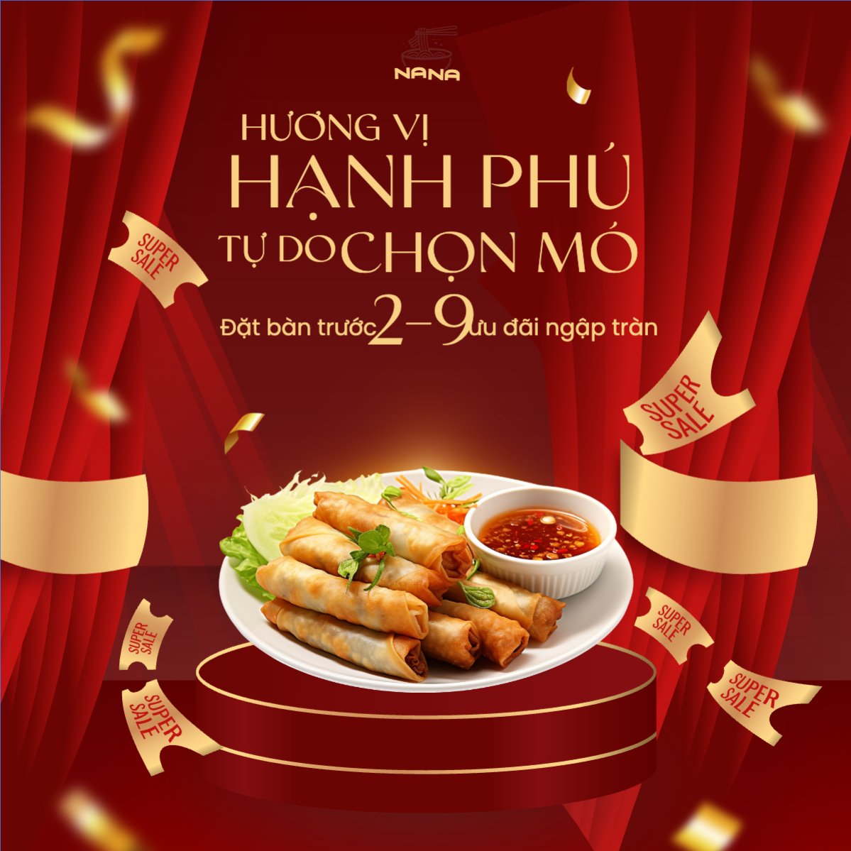 Mẫu Bài post MXH vuông 2/9, Quốc Khánh, lễ hội, Việt Nam, đồ ăn, food, thực phẩm, ẩm thực, món ăn, F&B, thức ăn, hiện đại, modern — LayerPic