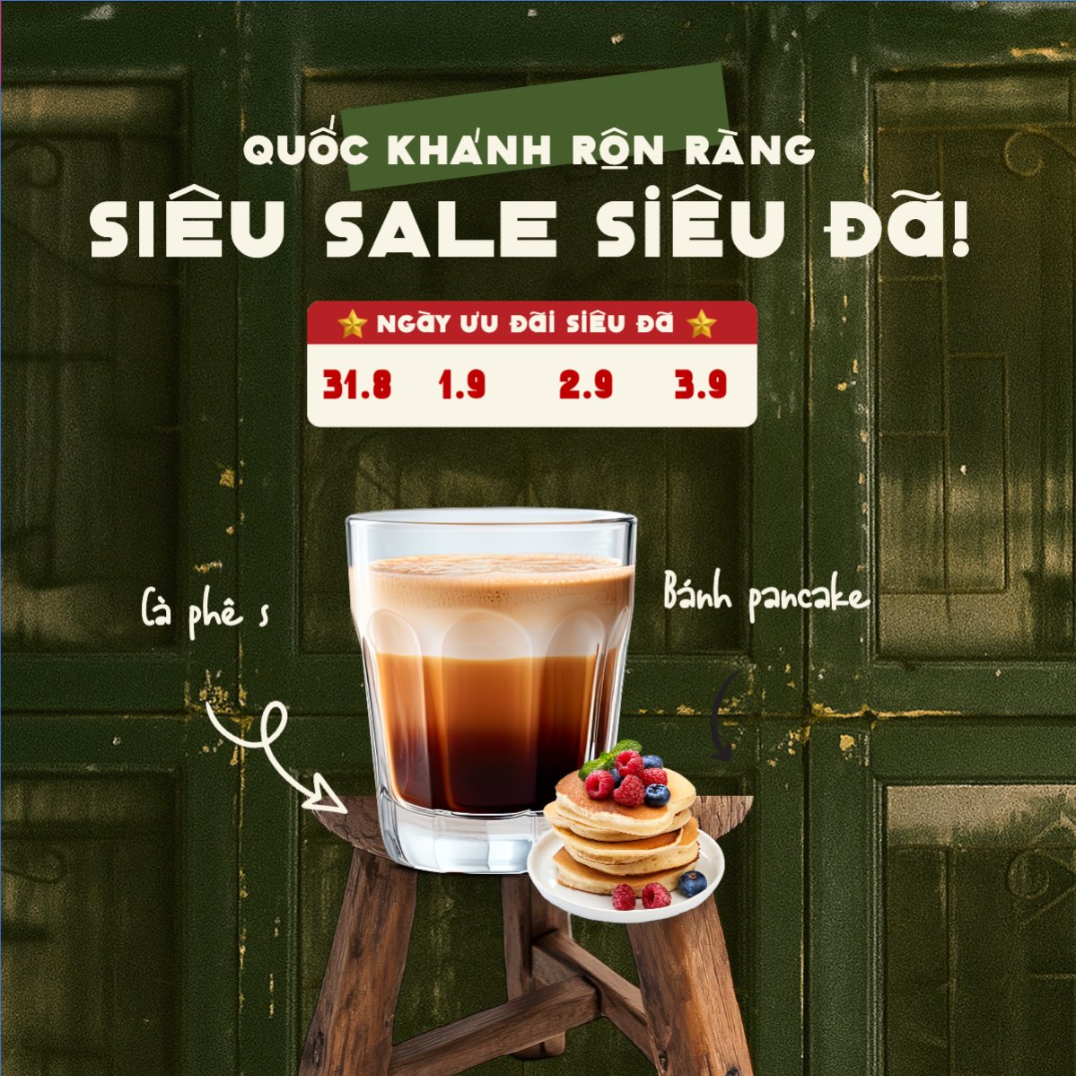 Mẫu Bài post MXH vuông 2/9, Quốc Khánh, lễ hội, Việt Nam, nước uống, juice, giải khát, F&B, drink, cổ điển, vintage, retro, classic — LayerPic