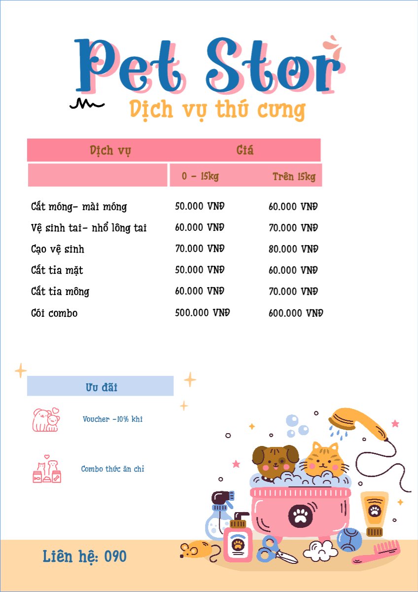 Mẫu Menu tờ rời (dọc) Pet, thú cưng, thú nuôi, động vật, animal — LayerPic
