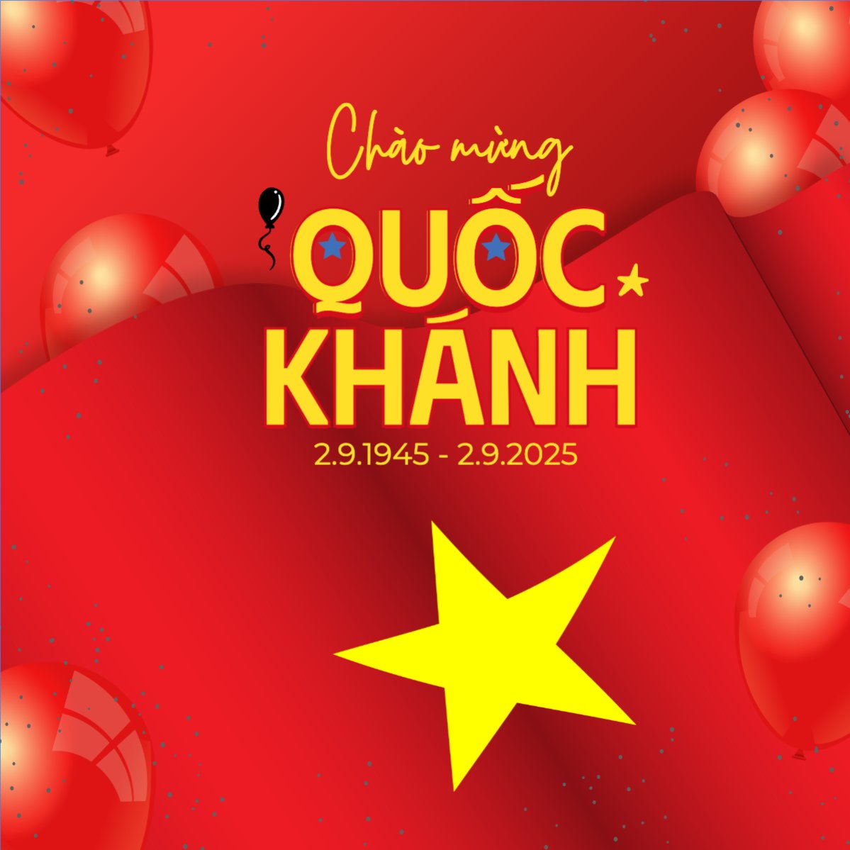 Mẫu Bài post MXH vuông 2/9, Quốc Khánh, lễ hội, thông báo, lịch nghỉ, Việt Nam, sự kiện, event, hiện đại, morden, đơn giản, simple — LayerPic