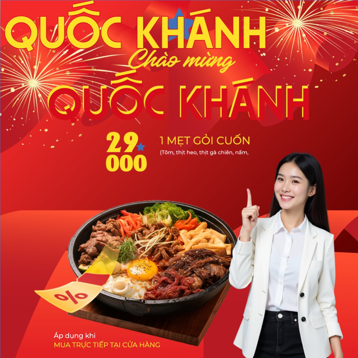 Mẫu Bài post MXH vuông 2/9, Quốc Khánh, lễ hội, Việt Nam, đồ ăn, food, thực phẩm, ẩm thực, món ăn, F&B, thức ăn, hiện đại, modern — LayerPic
