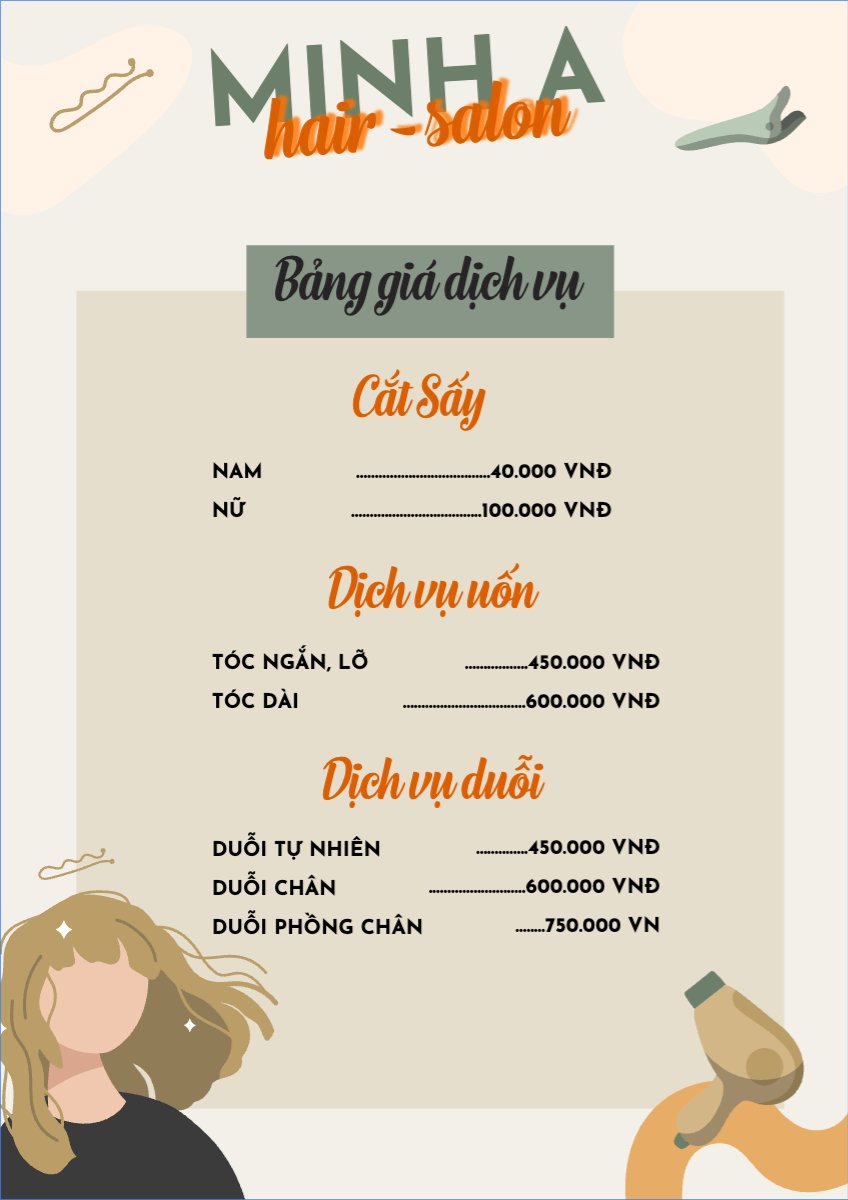 Mẫu Menu tờ rời (dọc) Spa, beauty, làm đẹp, thẩm mỹ, salon, làm tóc — LayerPic