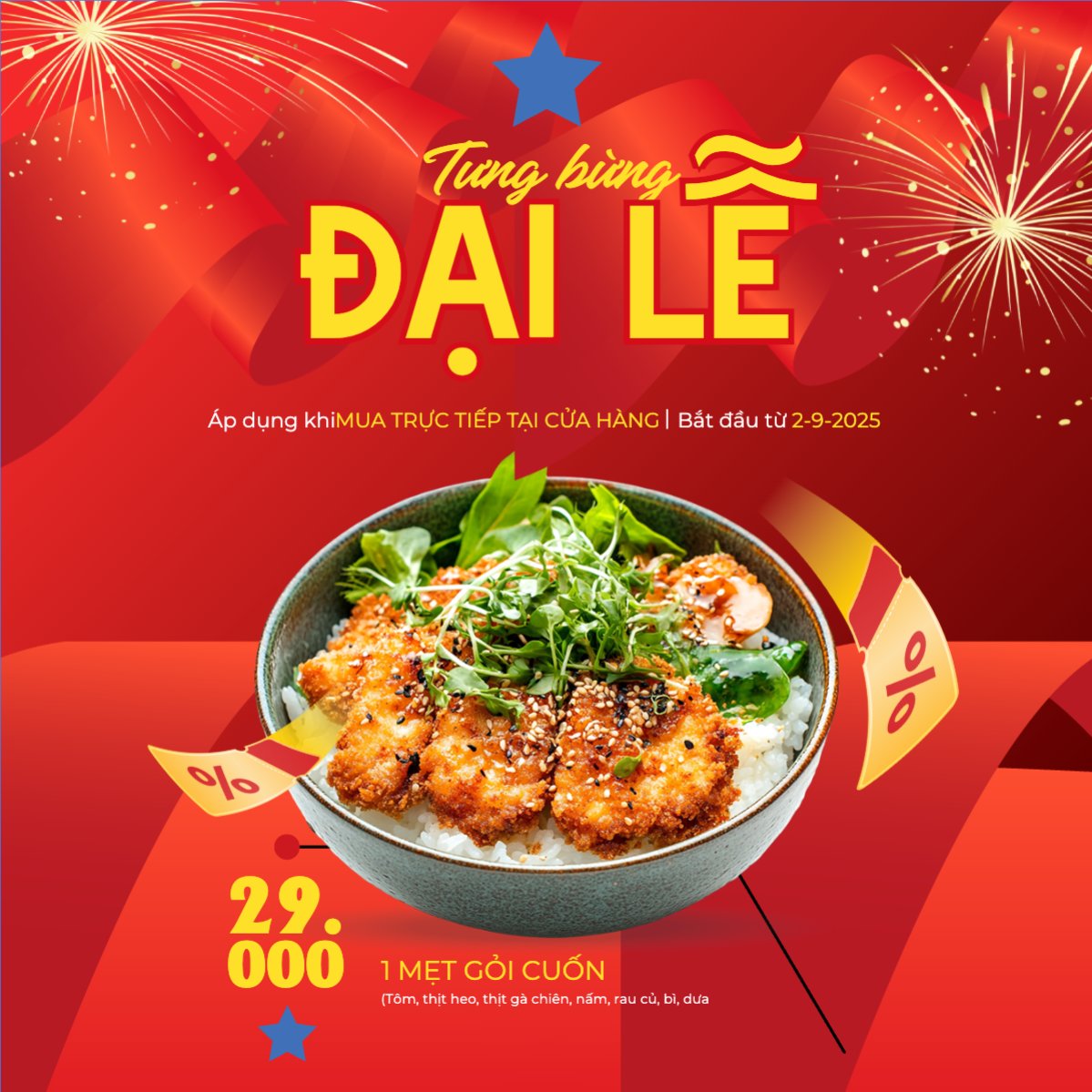 Mẫu Bài post MXH vuông 2/9, Quốc Khánh, lễ hội, Việt Nam, đồ ăn, food, thực phẩm, ẩm thực, món ăn, F&B, thức ăn, hiện đại, modern — LayerPic