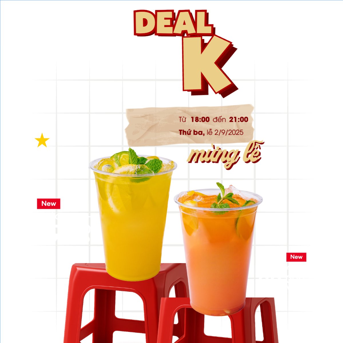 Mẫu Bài post MXH vuông 2/9, Quốc Khánh, lễ hội, Việt Nam, nước uống, juice, giải khát, F&B, drink, cổ điển, vintage, retro, classic — LayerPic