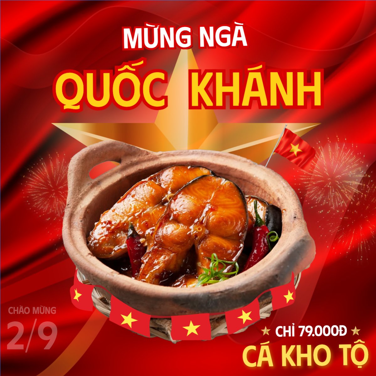 Mẫu Bài post MXH vuông 2/9, Quốc Khánh, lễ hội, Việt Nam, đồ ăn, food, thực phẩm, ẩm thực, món ăn, F&B, thức ăn, hiện đại, modern — LayerPic
