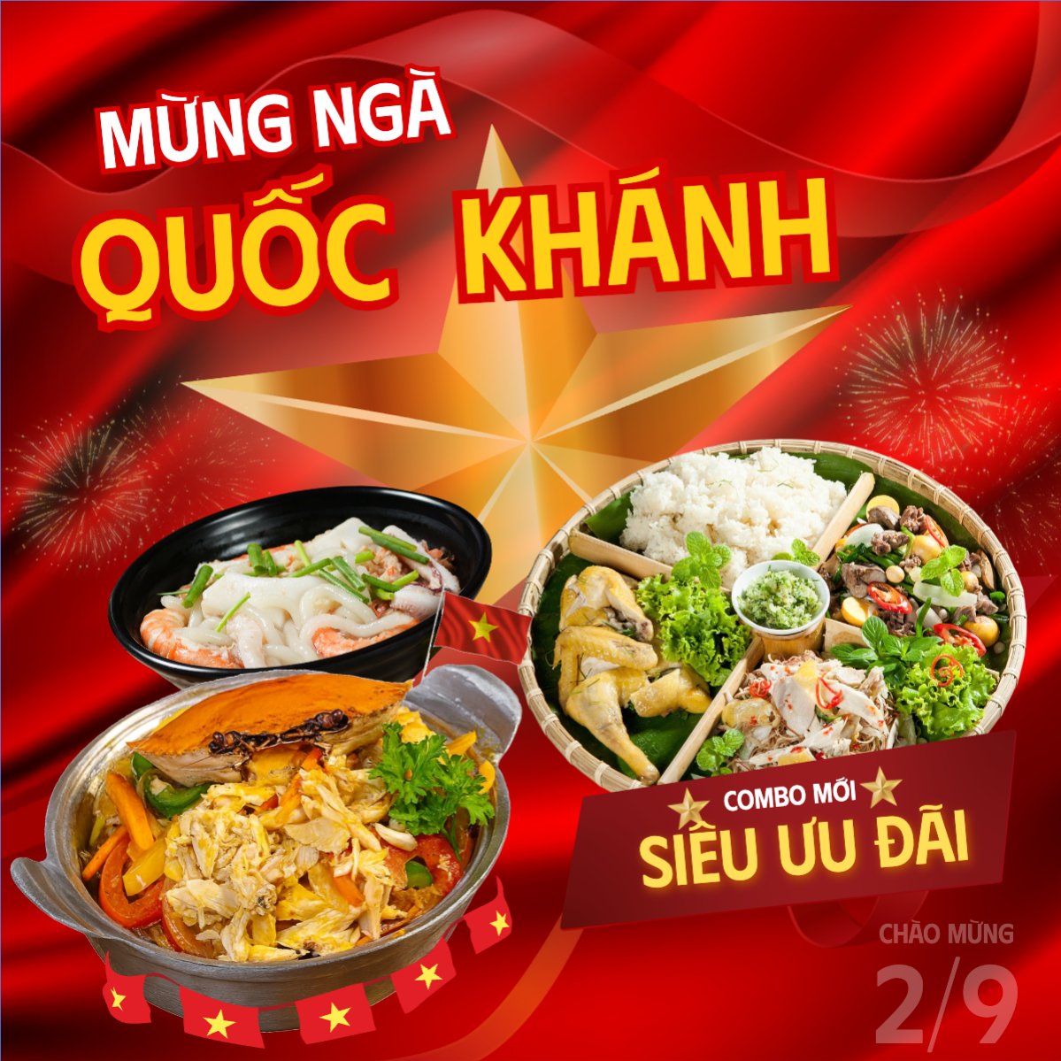 Mẫu Bài post MXH vuông 2/9, Quốc Khánh, lễ hội, Việt Nam, đồ ăn, food, thực phẩm, ẩm thực, món ăn, F&B, thức ăn, hiện đại, modern — LayerPic